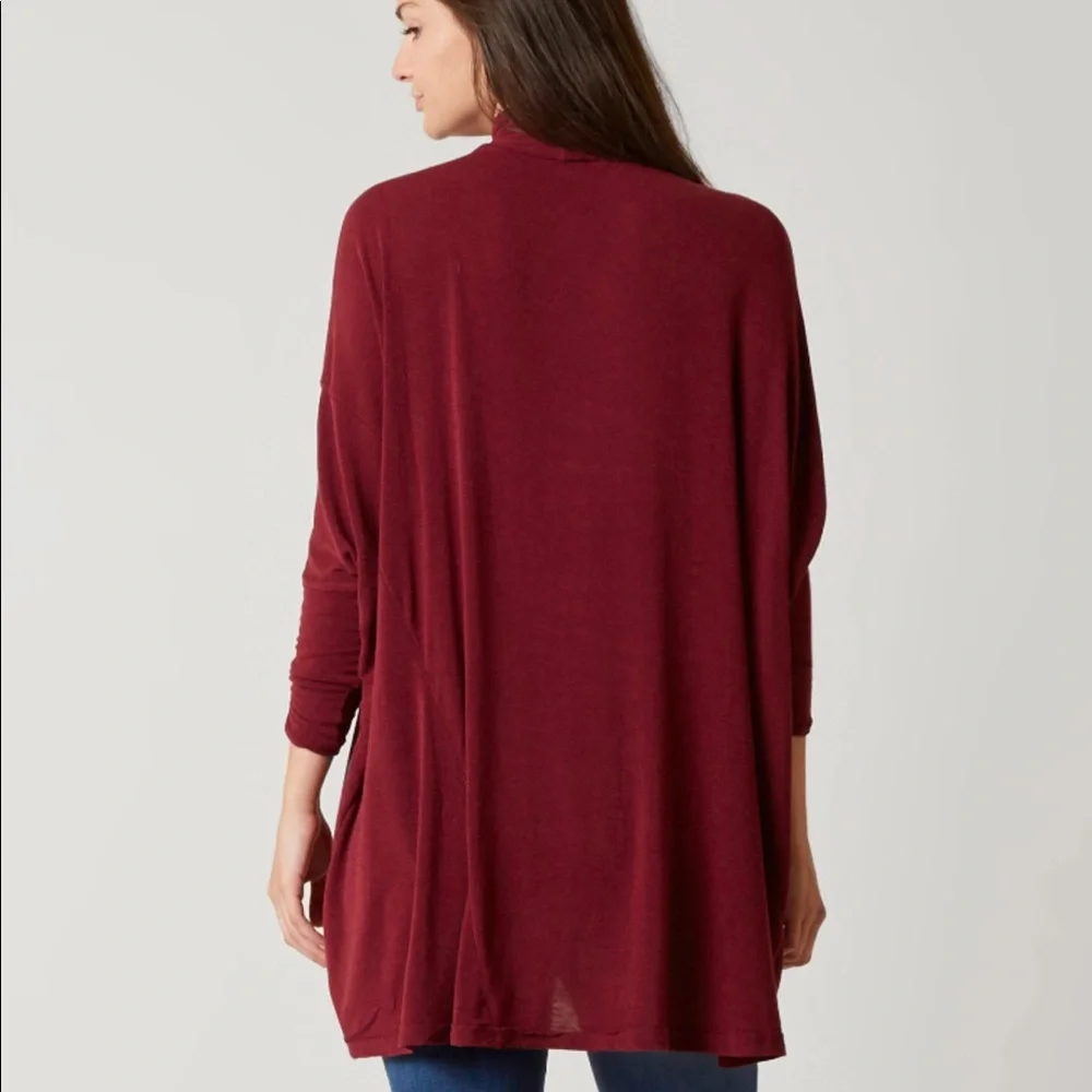 NWT FREE PEOPLE MOCK NECK DOLMAN LONG SLEEVE TOP BURGUNDY Boho Chic Minimalist‎